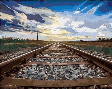 Zuty – Maľovanie Podľa Čísel – Koľaje A Modré Nebo, 80 × 100 cm, Plátno + Rám