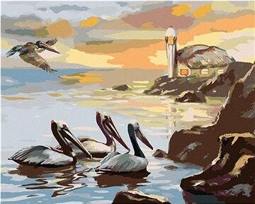 Zuty – Maľovanie podľa čísel – Pelikán a more (D. Rusty Rust), 80 × 100 cm, plátno + rám