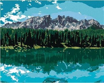 Zuty - Maľovanie podľa čísel - Jazero pod horami (Ted Davis), 80 × 100 cm, plátno + rám