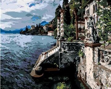 Zuty - Maľovanie podľa čísel - Vila pri mori, Taliansko (Ted Davis), 80 × 100 cm, plátno + rám