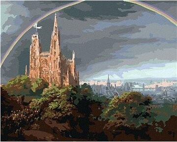 Zuty – Maľovanie Podľa Čísel – Stredoveké Mesto Na Brehoch Rieky (Karl Friedrich Schinkel), 80 × 100 cm, Plátno + Rám