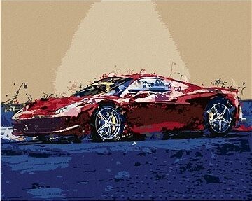 Zuty – Maľovanie Podľa Čísel – Červené Abstraktné Auto Ferrari, 80 × 100 cm, Plátno + Rám