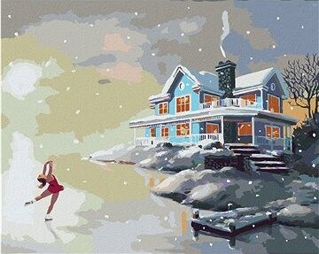 Zuty – Maľovanie Podľa Čísel – Krasokorčuliarka Na Ľade Pri Móle A Modrý Dom (D. Rusty Rust), 80 × 100 cm, Plátno + Rám