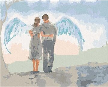 Zuty – Maľovanie Podľa Čísel – Žena S Mužom A Krídlami, 80 × 100 cm, Plátno + Rám