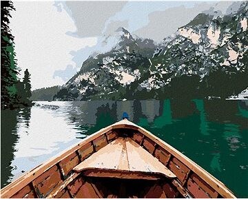 Zuty – Maľovanie Podľa Čísel – Loď Na Jazere A Hory V Hmle, 80 × 100 cm, Plátno + Rám