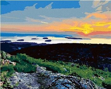 Zuty - Maľovanie podľa čísel - Západ slnka nad krajinou (Ted Davis), 80 x 100 cm, plátno + rám