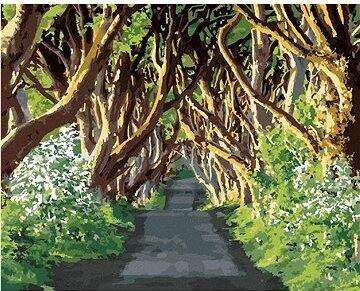 Zuty - Maľovanie podľa čísel - Cesta obklopená stromami (Ted Davis), 80 × 100 cm, plátno + rám