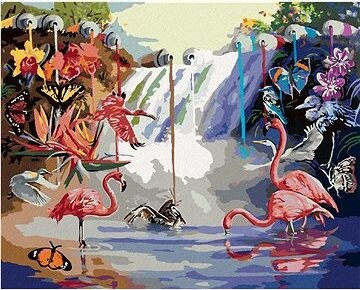 Zuty – Maľovanie podľa čísel – Vodopád farieb, vtáky, kvety a motýle (D. Rusty Rust), 80 × 100 cm, plátno + rám