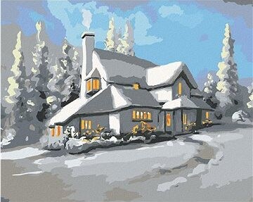 Zuty – Maľovanie Podľa Čísel – Zasnežený Biely Dom (D. Rusty Rust), 80 × 100 cm, Plátno + Rám