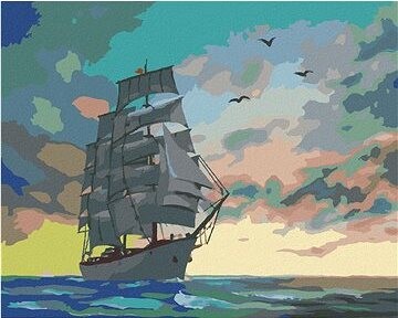 Zuty – Maľovanie podľa čísel – Plachetnice a farebné mraky (D. Rusty Rust), 80 × 100 cm, plátno + rám