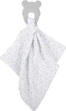 Nattou hryzadlo silikónové bez BPA s bavlnenou dečkou 28 × 28 cm grey