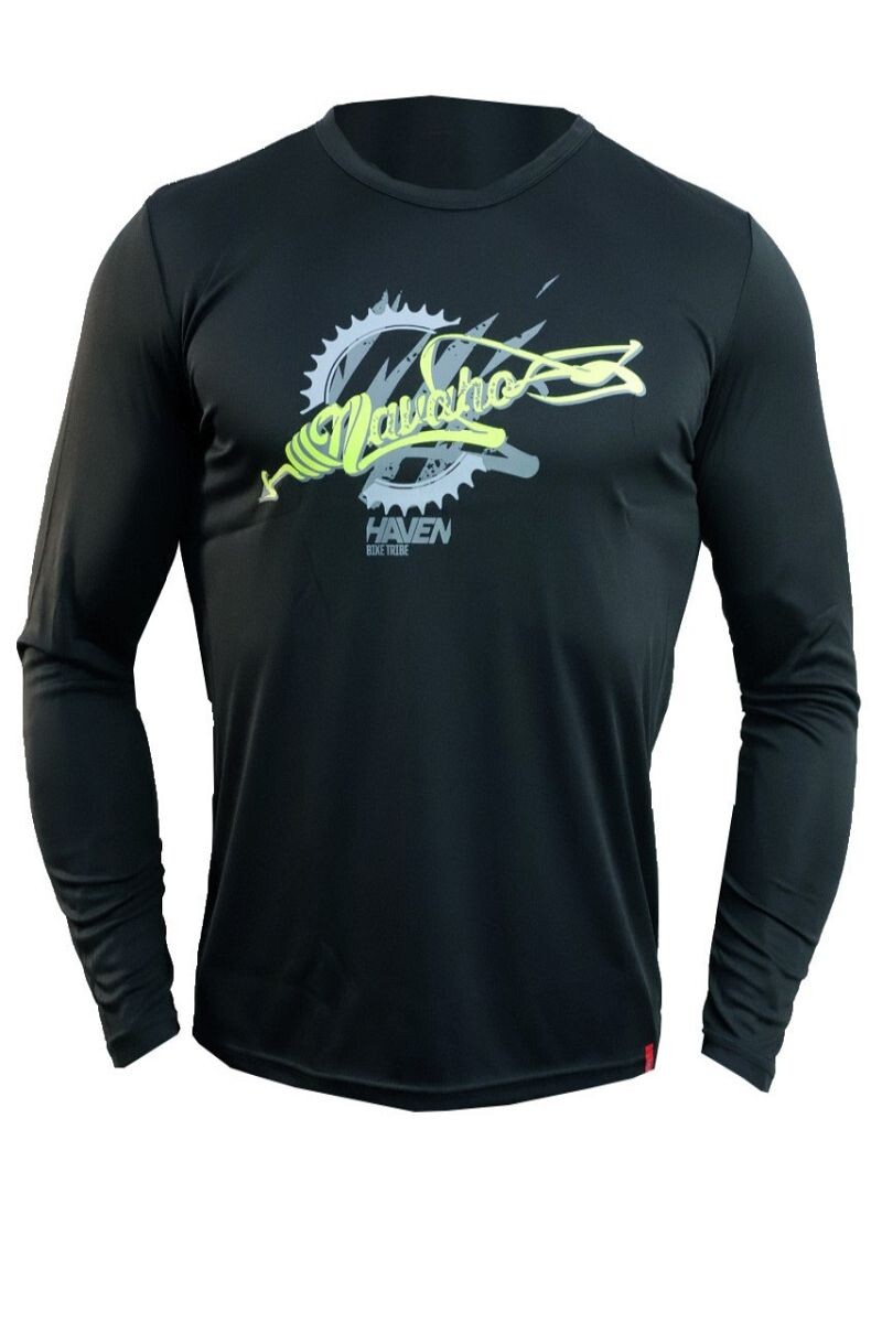 Tričko s dlhým rukávom Haven Navaho - čierne-zelené,
