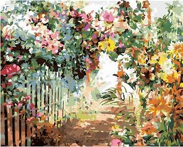 Zuty – Maľovanie Podľa Čísel – Jarné Kvety Pri Plote, 80 × 100 cm, Plátno + Rám