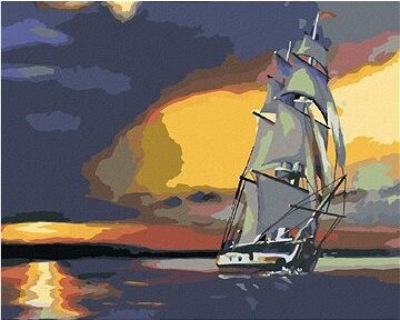 Zuty – Maľovanie podľa čísel – Plachetnica a západ slnka (D. Rusty Rust), 80 × 100 cm, plátno + rám