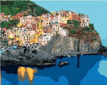 Zuty - Maľovanie podľa čísel - Mesto na skale, Taliansko (Ted Davis), 80 × 100 cm, plátno + rám