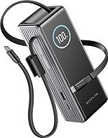 EcoFlow RAPID Power Bank (25000 mAh, 170 W) 2× 100 W vstavaný USB-C kábel – strieborný