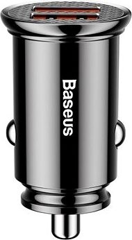 Baseus Circular Plastic A+A 30 W Dual QC3.0 Quick Car Charger Black