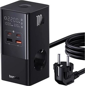 Baseus PowerCombo Power Strip 2AC+2U+2C 100 W 1,5 m EU Cluster Black