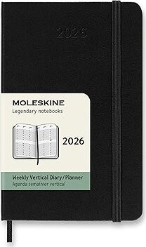 MOLESKINE 2026 S vertikálny týždenný, tvrdé dosky, čierny