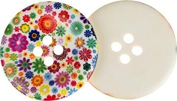 Knoflíky Žirovnice Knoflík 5cm kytičky barevné, 336331C2, sada 2 ks