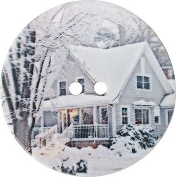 BELLATEX Knoflík 3,5 cm dům zasněžený - 401680 - sada 3 ks