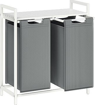 VASAGLE Kôš na špinavú bielizeň triediaci, industriálny, bielo-sivý 73 × 33 × 72 cm
