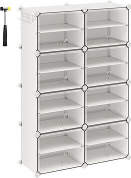 Songmics Lux Modulárny botník s 8 dvierkami číry/biely