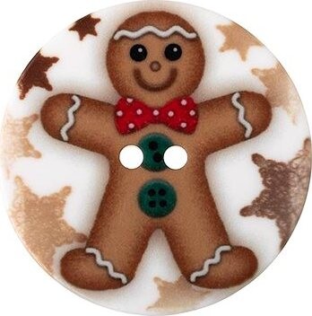 BELLATEX Knoflík 3,5 cm perníček vánoční - 401664 - sada 3 ks