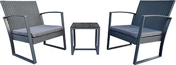 Autronic Záhradná súprava Hexon, sivá látka, sivý kov, čierne tvrdené sklo