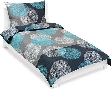 BELLATEX Obliečky bavlna 90/564 tyrkysovo-sivé gule, 140 × 200 cm, 70 × 90 cm