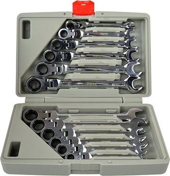 GEKO Kľúče račňové očkoploché s kĺbom 8 – 19 mm 12 ks