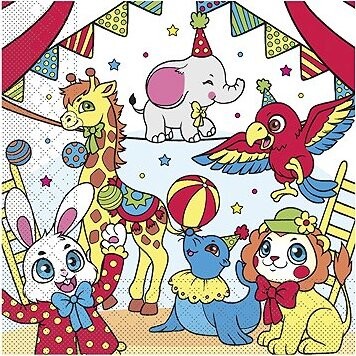 Mank Papírové ubrousky 600 ks, 1/4 přeložení, Cirkus