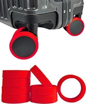 Bertoo Ochranné silikonové návleky na dvojité kolečka kufru - 8 kusů červené