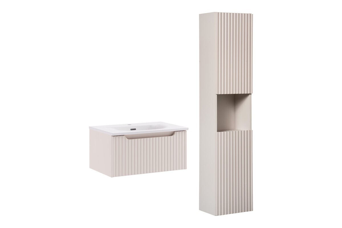 Koupelnová sestava Nova Cashmere Sky II se zápustným umyvadlem a skříňkami 60 cm kašmírová