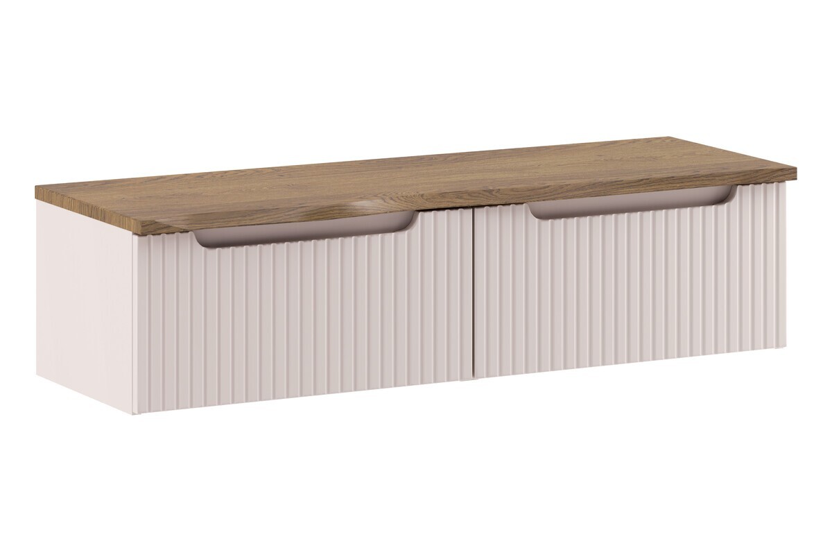 Závěsná skříňka pod umyvadlo Nova Cashmere s deskou 120 cm kašmírová/dub casella