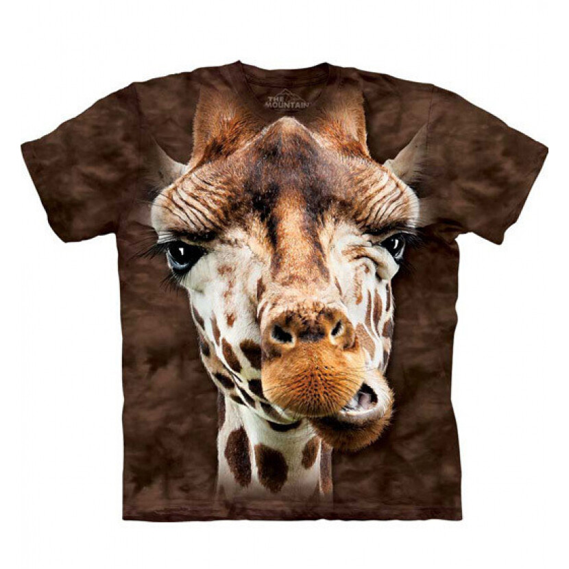 Tričko unisex The Mountain Giraffe Face - hnedé,