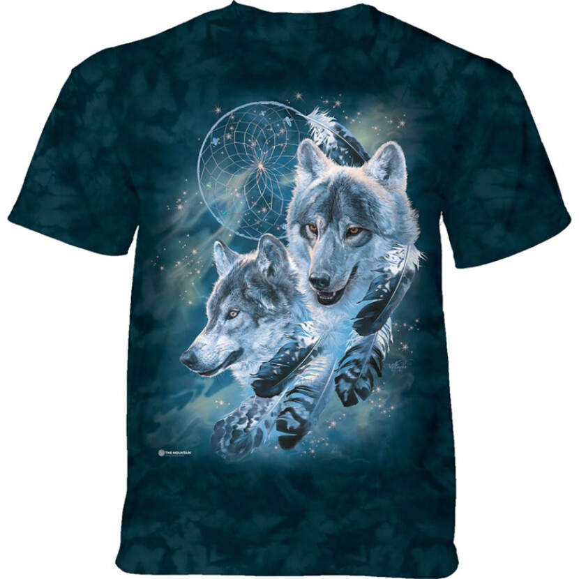 Tričko unisex The Mountain Dreamcatcher Wolf Collage - modré,
