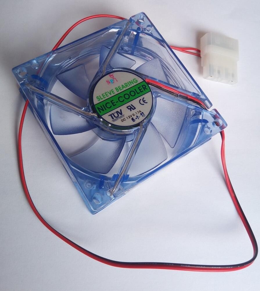 EUROCASE ventilátor 80mm, 12V/0, 17A, presvetlený modrý (molex)