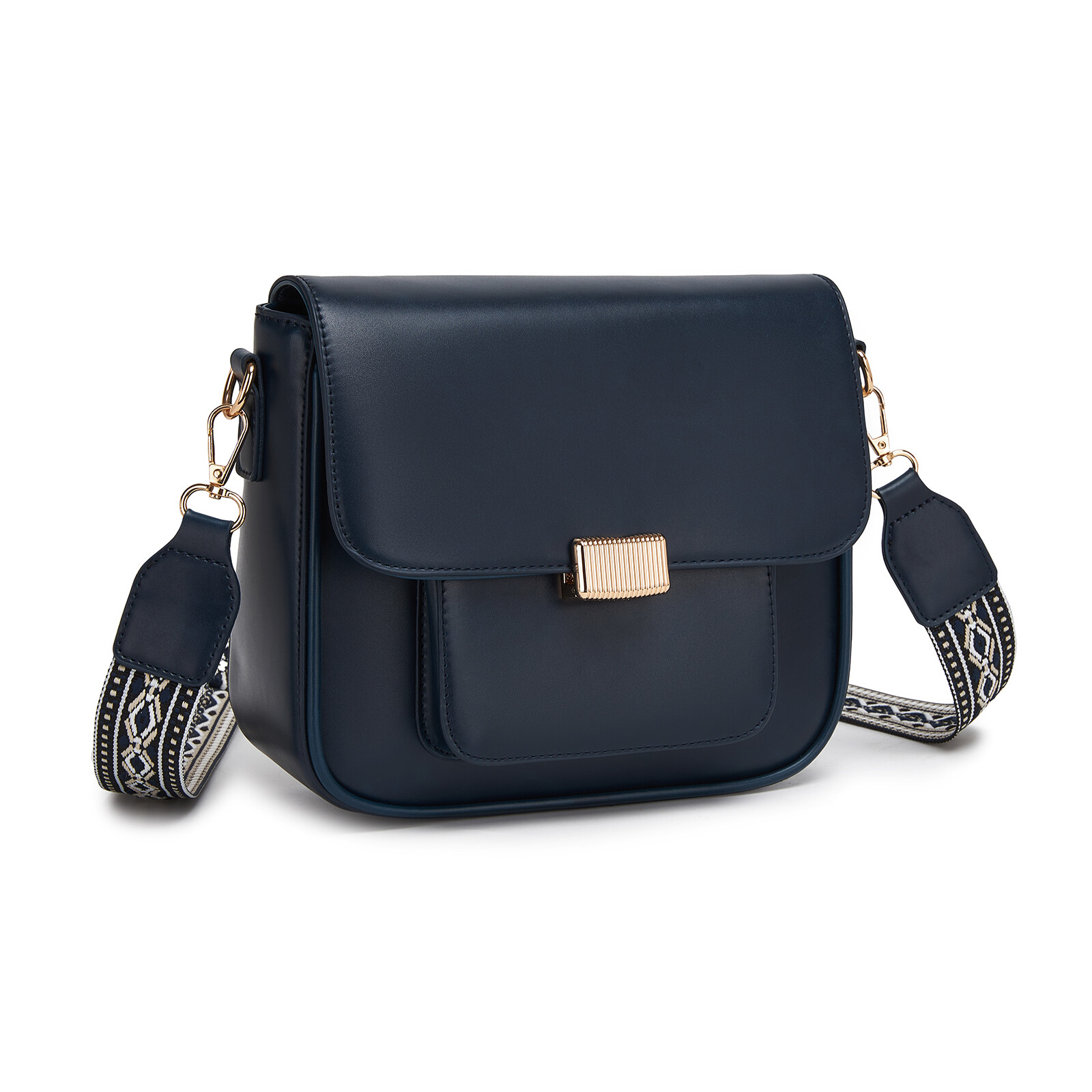 Dámska crossbody kabelka s tkaným popruhom Miss Lulu - navy
