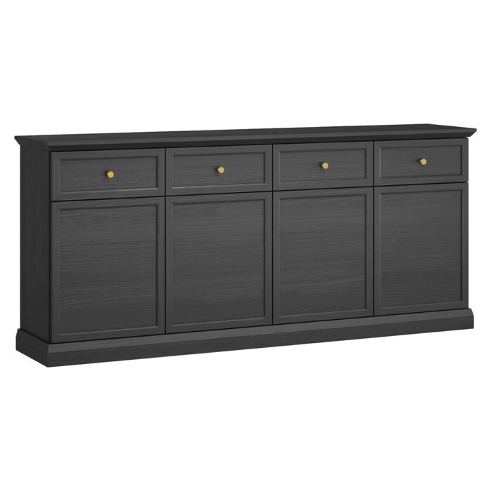 KONDELA Locca K4D4S štvordverová komoda so zásuvkami čierny grafit