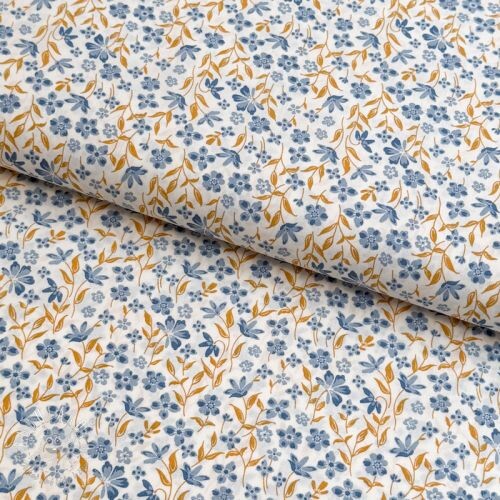 Bavlnená látka Fine flowers blue