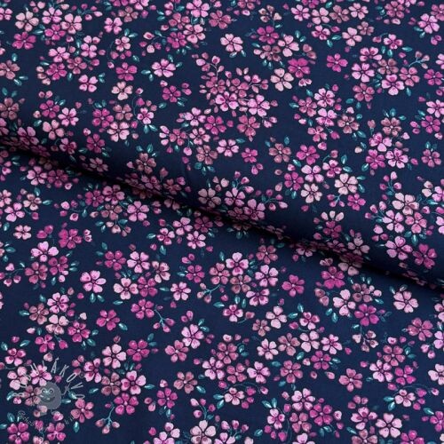 Bavlnená látka Simie flowers navy digital print