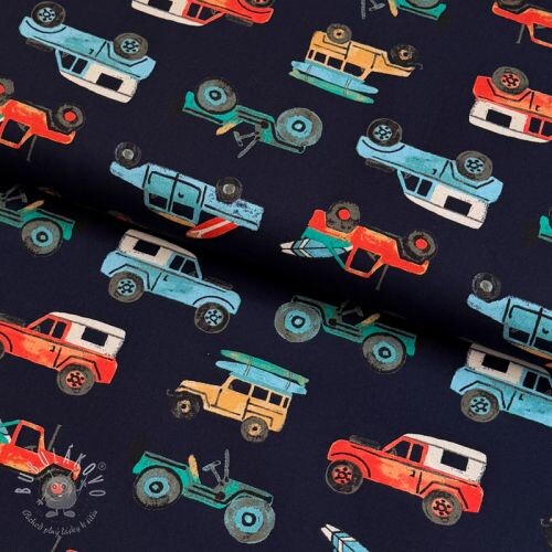 Bavlnená látka Cars navy digital print
