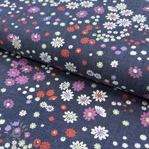 Bavlnená látka JEANS Flowers