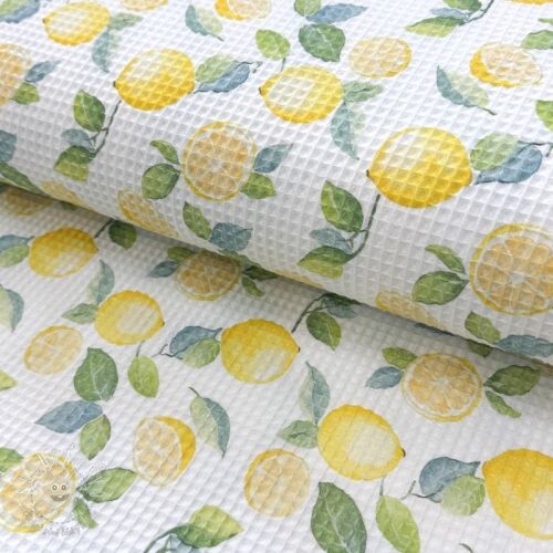 Bavlna s vaflovou väzbou Lemons digital print