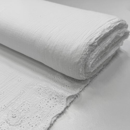 Dvojitá gázovina/mušelín BORDER Helene white