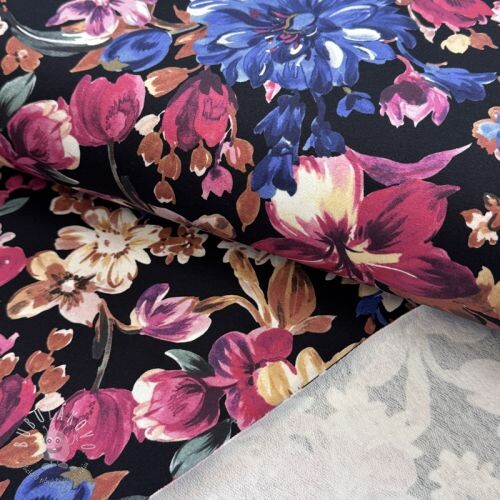 Teplákovina Flower Luna black digital print