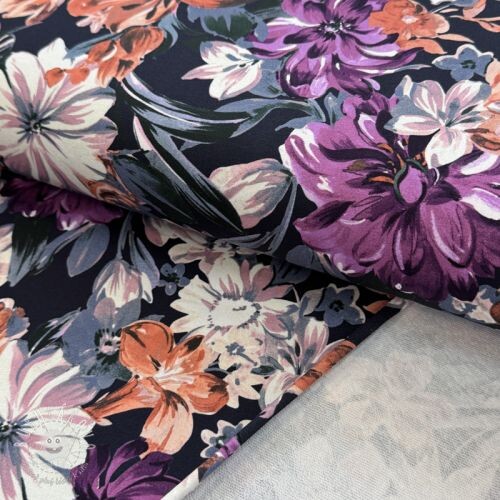 Teplákovina Flower Luna navy digital print