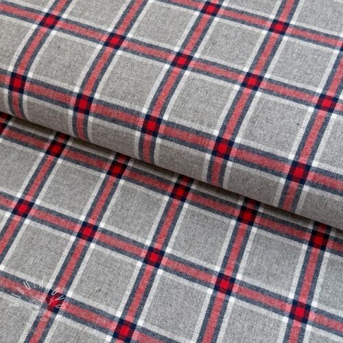 Bavlnená látka YARN DYED BRUSHED Check Dara grey