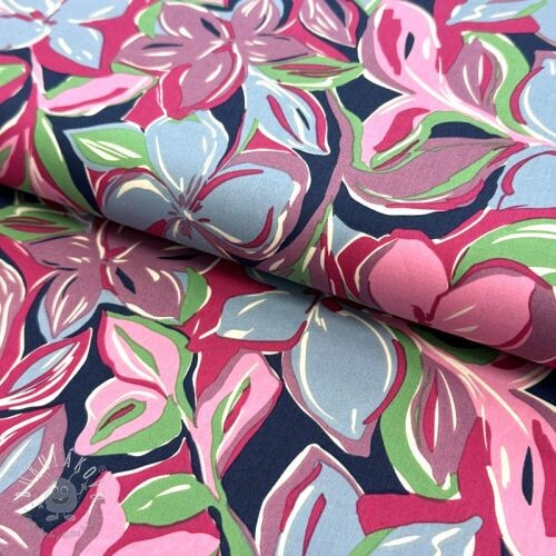 Bavlnená látka VISCOSE Flowers green